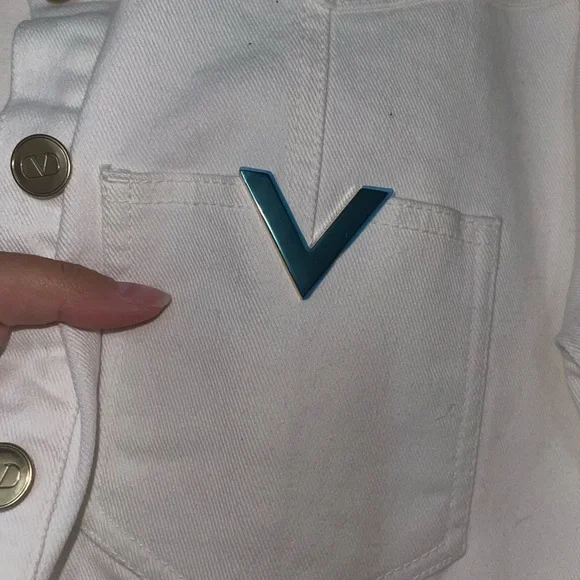 Valentino Garavani Embellished Denim Playsuit